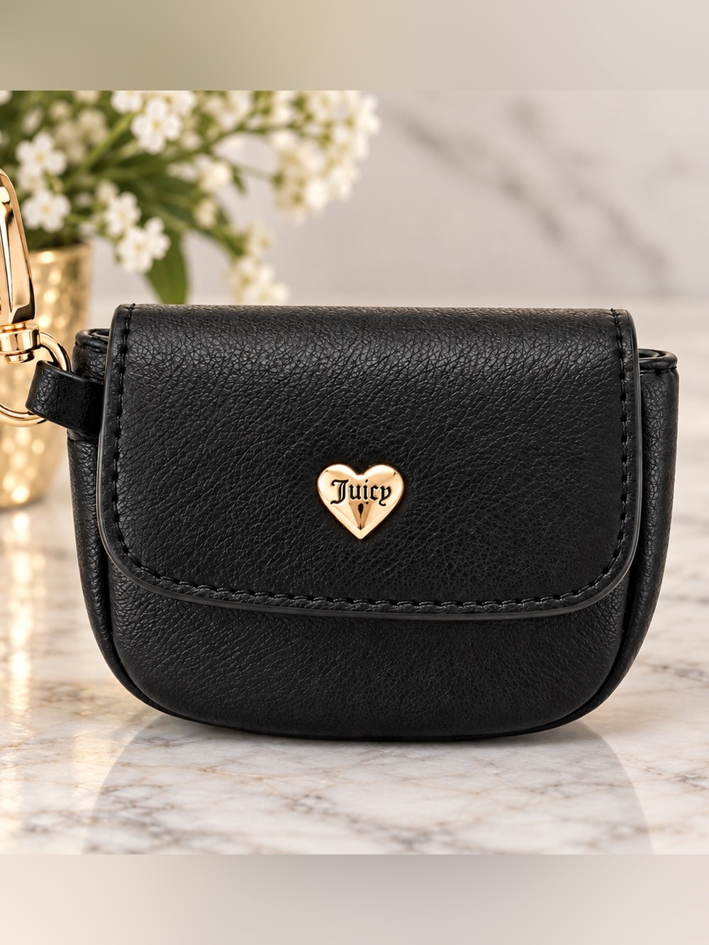 Juicy Couture Black Mini Keyring Pouch: NWOT